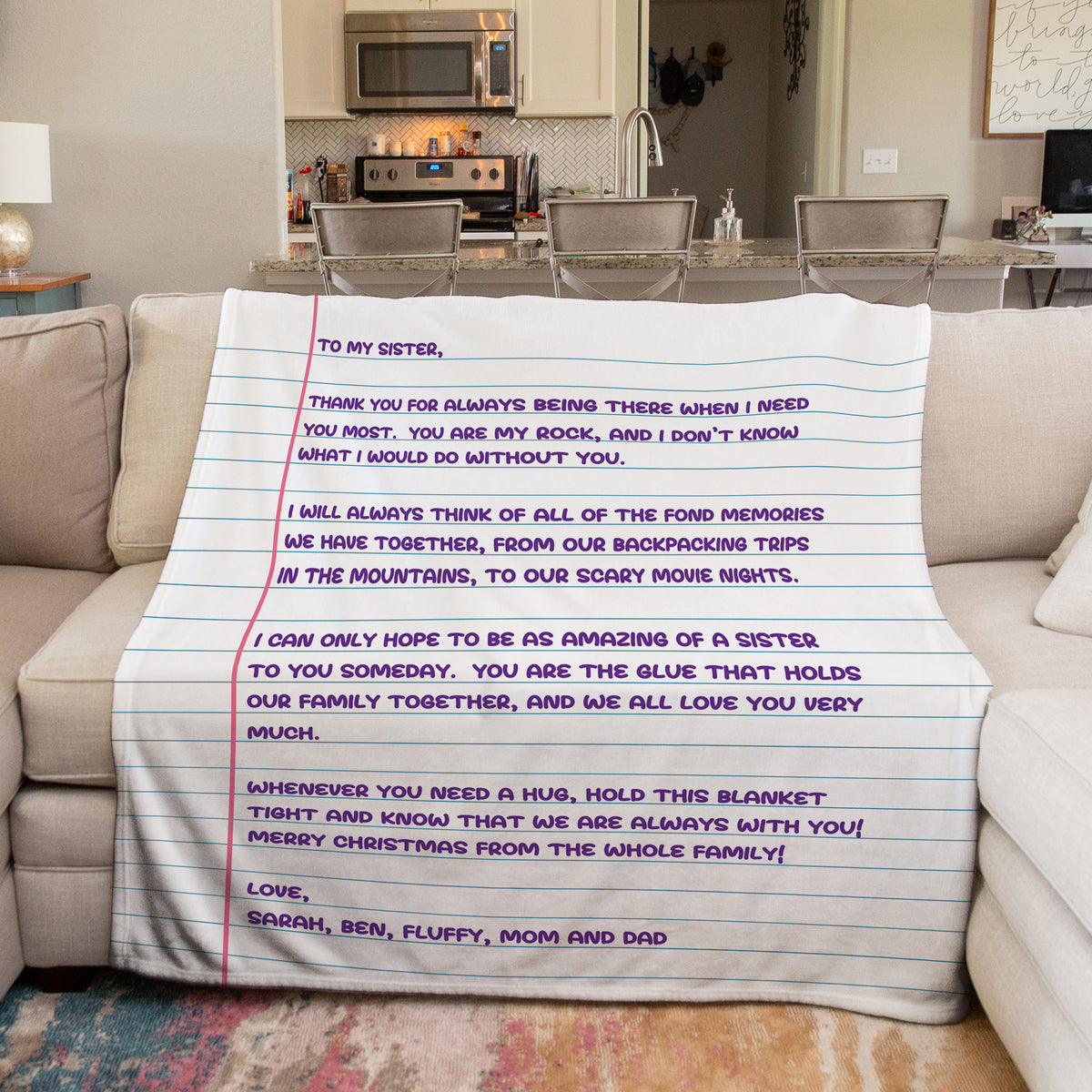 Personalized throw blanket, custom gift for Mom, thank you gift